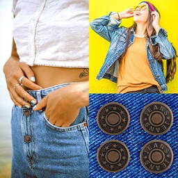 [HH00005757] مجموعة زراير معدن للبناطيل والجواكت الجينز بمسامير التثبيت سهلة التركيب بدون خياطة