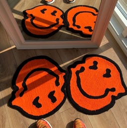 [HH00005845] Hazy Smiley Face Fluffy Bedroom Rug