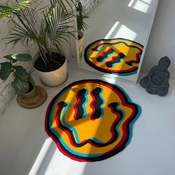 [HH00005847] Scramble Smiley Emoji Fluffy Bedroom Rug