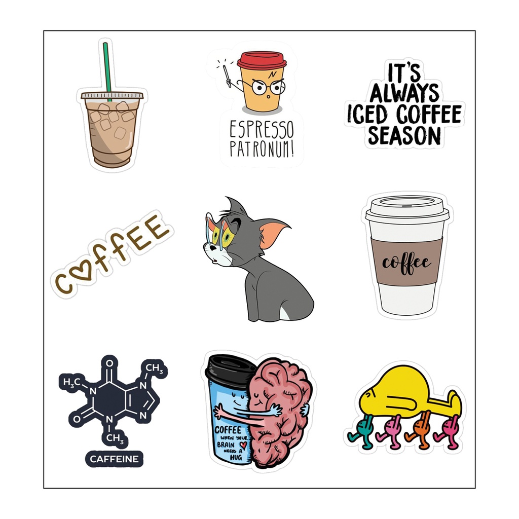 Coffee Lovers Vinyl Sticker Pack Reusable &amp; Waterproof