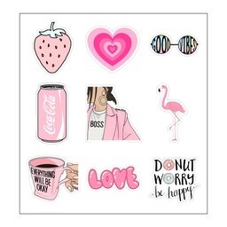I 💗 Pink Vinyl Sticker Pack Reusable &amp; Waterproof