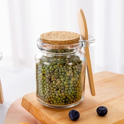 [HH00007489] برطمان زجاج 50 ملي لحفظ وتخزين التوابل والزعفران والمستكة بغطاء شكل خشبي ومعلقة لسهولة الأستخدام