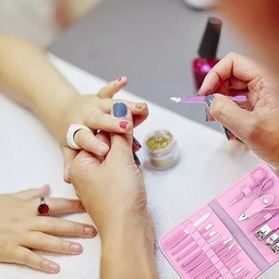 [HH00007895] طقم باديكير للعناية بأظافر اليد والقدم 16 قطعة محمول لشنط السفر والخروج