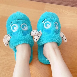 [HH00008612] سليبر شلبي سلوفان للأطفال فرو ناعم باللون البيبي بلو لتدفئة الرجل والتغلب علي برد الشتاء بنعل مريح