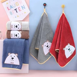 [HH00008820] طقم فوط مطبخ 5 قطع مايكروفيبر لتنشيف اليد شكل دبدوب بألوان مختلفة