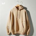 Jack Cactus هودي اوفر سايز قطن باللون البيج