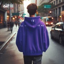 هودي 99 اوفر سايز قطن باللون الموف