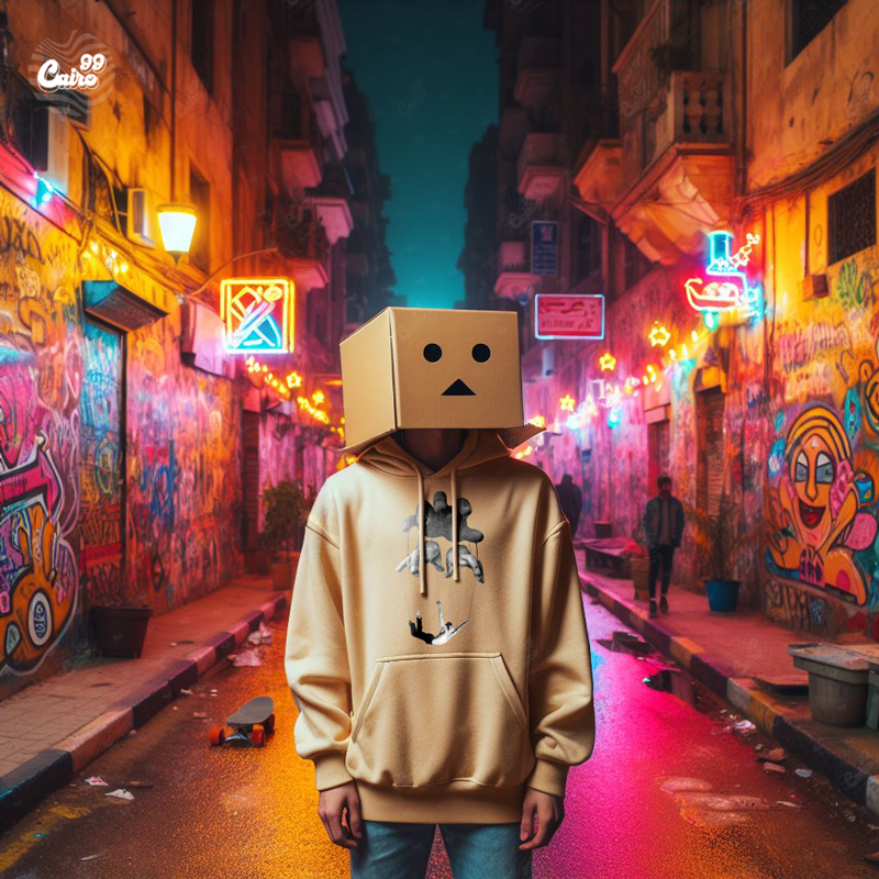 Marionette هودي اوفر سايز قطن باللون البيج