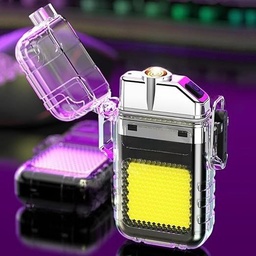 [HH00010596] ولاعة كهربائية مقاومة للماء بكشاف ب 3 درجات إضاءة مختلفة لرحلات البحر والتخييم قابلة لإعادة الشحن