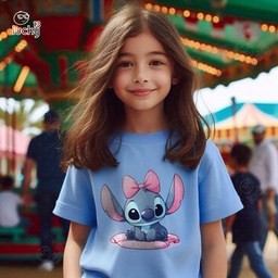 Stitch تيشيرت اطفال قطن باللون اللبني