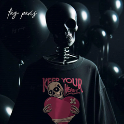 Keep Your Heart - Black تيشيرت اوفر سايز