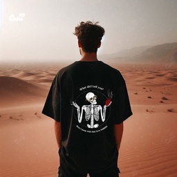 What Did I Tell You ? تيشيرت اوفر سايز قطن باللون الاسود للرجال