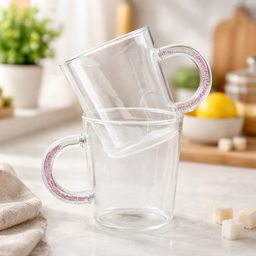 [HH00013497] مج زجاج شفاف بيد جليتر 450 ملي لشرب وتقديم المشروبات بشكل شيك