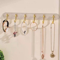 [HH00013552] شماعة حوائط اكليريك بلزق دبل فيس ب 6 هوك جولد لتعليق الملابس والأدوات