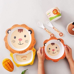 [HH00013559] طقم طعام للاطفال 5 قطع شكل اسد كيوت