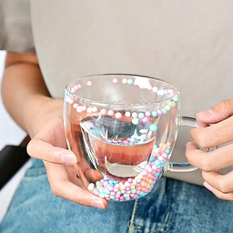 [HH00013577] مج زجاج دبل شفاف 300 ملي ببلز من الداخل لشرب وتقديم العصائر والشاي