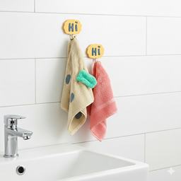 [HH00013580] طقم هوك 2 قطعة لتعليق الكابات والاكسسوارات مزين بكلمه هاي