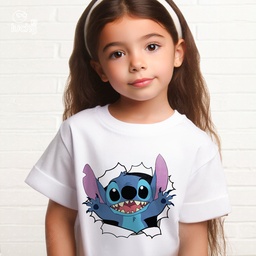 Hello Stitch تيشيرت اطفال قطن باللون الابيض