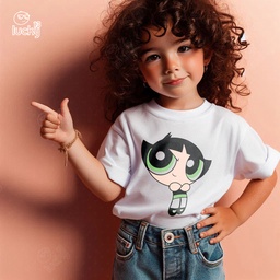Buttercup Powerpuff Girls تيشيرت اطفال قطن باللون الابيض