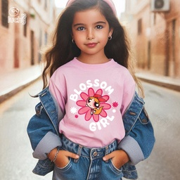 Powerpuff Blossom Girl تيشيرت اطفال قطن باللون البينك