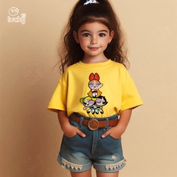 LET'S DANCE! | Powerpuff Girls  تيشيرت اطفال قطن باللون الاصفر