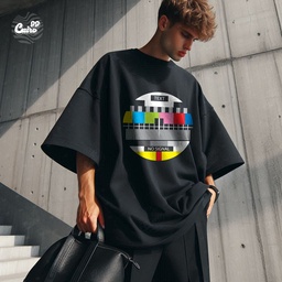 No Signal تيشيرت اوفر سايز قطن باللون الاسود للرجال